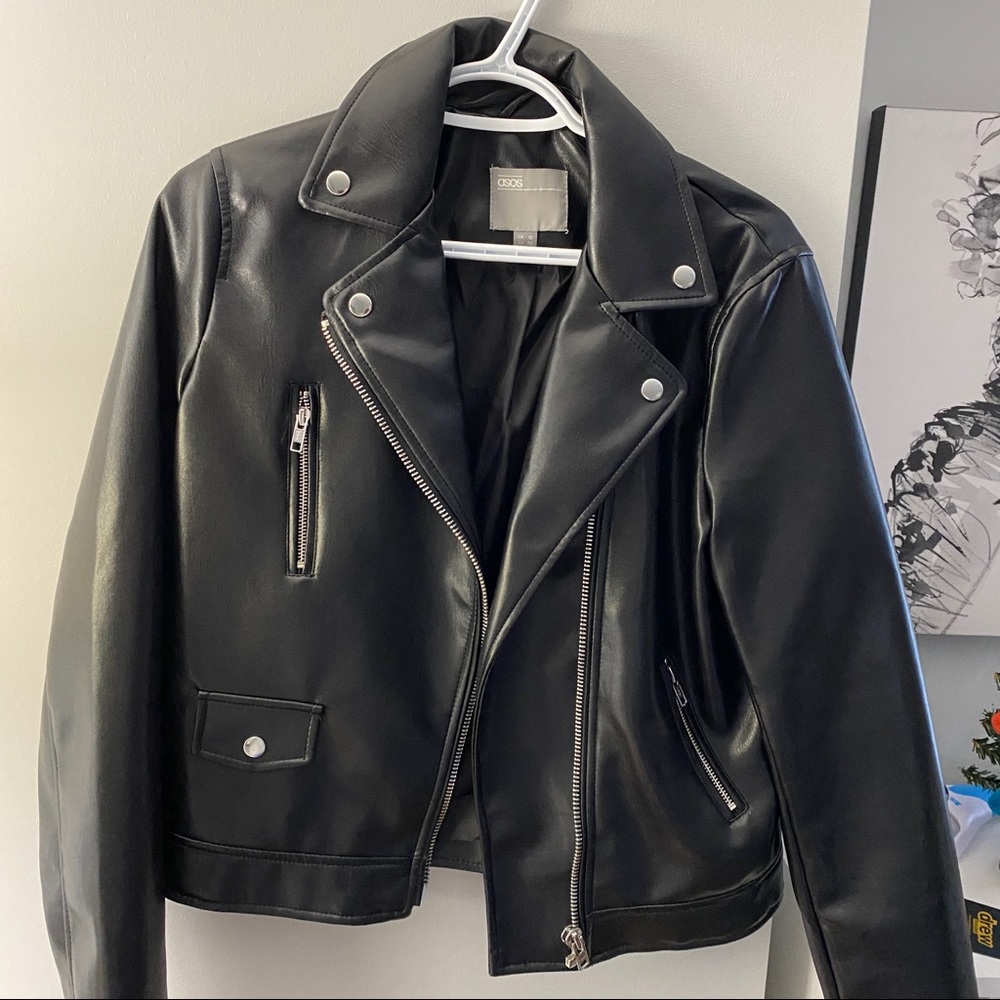 ASOS Tall black faux leather jacket - size 6